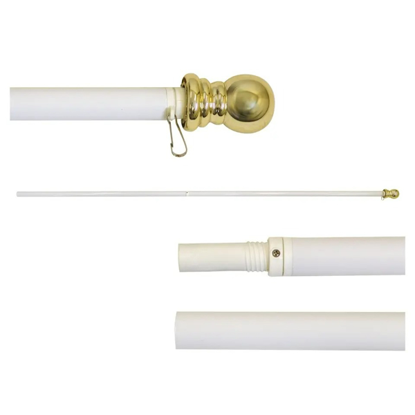 6ft Spinner Flagpole - White Aluminum Template Customization